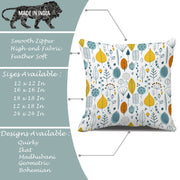 Multi-Color Leaf Printed Canvas Cotton Cushion Covers, Set of 2